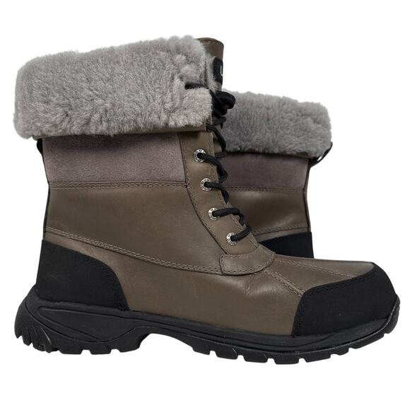 UGG Butte Winter Boots Mens11.5 Waterproof Grey Leather Sheepskin Lined 5521 - Picture 3 of 14